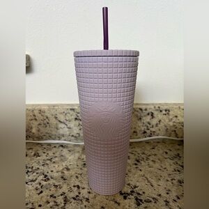 Purple lavender grid Starbucks cup